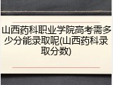 山西药科职业学院高考需多少分能录取呢(山西药科录取分数)