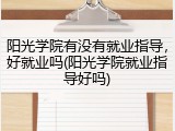 阳光学院有没有就业指导，好就业吗(阳光学院就业指导好吗)