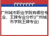 广州城市职业学院有哪些专业，王牌专业分析(广州城市学院王牌专业)