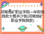 河南地矿职业学院一年财政拨款大概多少钱(河南地矿职业学院拨款)