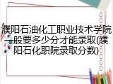 濮阳石油化工职业技术学院一般要多少分才能录取(濮阳石化职院录取分数)