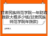 甘肃民族师范学院一年财政拨款大概多少钱(甘肃民族师范学院年拨款)