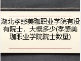 湖北孝感美珈职业学院有没有院士，大概多少(孝感美珈职业学院院士数量)