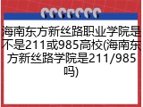 海南东方新丝路职业学院是不是211或985高校(海南东方新丝路学院是211/985吗)