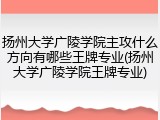扬州大学广陵学院主攻什么方向有哪些王牌专业(扬州大学广陵学院王牌专业)