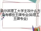 哈尔滨理工大学主攻什么方向有哪些王牌专业(哈理工王牌专业)