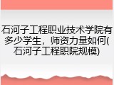 石河子工程职业技术学院有多少学生，师资力量如何(石河子工程职院规模)