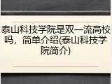 泰山科技学院是双一流高校吗，简单介绍(泰山科技学院简介)