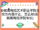 安徽黄梅戏艺术职业学院主攻方向是什么，怎么样(安徽黄梅戏学院专长)