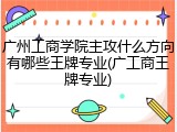 广州工商学院主攻什么方向有哪些王牌专业(广工商王牌专业)