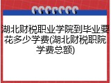 湖北财税职业学院到毕业要花多少学费(湖北财税职院学费总额)