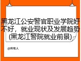 黑龙江公安警官职业学院好不好，就业现状及发展趋势(黑龙江警院就业前景)