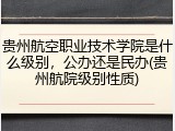 贵州航空职业技术学院是什么级别，公办还是民办(贵州航院级别性质)