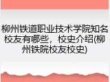 柳州铁道职业技术学院知名校友有哪些，校史介绍(柳州铁院校友校史)
