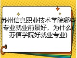 苏州信息职业技术学院哪些专业就业前景好，为什么(苏信学院好就业专业)