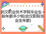 武汉职业技术学院毕业生一般年薪多少钱(武汉职院毕业生年薪)
