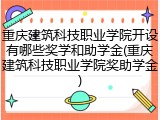 重庆建筑科技职业学院开设有哪些奖学和助学金(重庆建筑科技职业学院奖助学金)