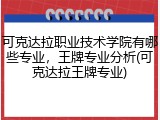 可克达拉职业技术学院有哪些专业，王牌专业分析(可克达拉王牌专业)
