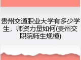 贵州交通职业大学有多少学生，师资力量如何(贵州交职院师生规模)