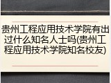 贵州工程应用技术学院有出过什么知名人士吗(贵州工程应用技术学院知名校友)