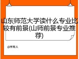 山东师范大学读什么专业比较有前景(山师前景专业推荐)