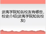 武夷学院知名校友有哪些，校史介绍(武夷学院知名校友)