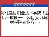 河北建材职业技术学院毕业后一般能干什么呢(河北建材学院就业方向)