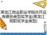 黑龙江商业职业学院共开设有哪些类型奖学金(黑龙江商职奖学金类型)