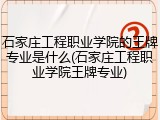 石家庄工程职业学院的王牌专业是什么(石家庄工程职业学院王牌专业)