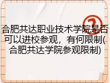 合肥共达职业技术学院是否可以进校参观，有何限制(合肥共达学院参观限制)