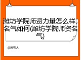 潍坊学院师资力量怎么样，名气如何(潍坊学院师资名气)