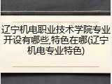辽宁机电职业技术学院专业开设有哪些,特色在哪(辽宁机电专业特色)