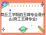 商丘工学院的王牌专业是什么(商工王牌专业)