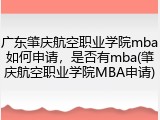 广东肇庆航空职业学院mba如何申请，是否有mba(肇庆航空职业学院MBA申请)