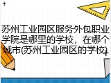 苏州工业园区服务外包职业学院是哪里的学校，在哪个城市(苏州工业园区的学校)