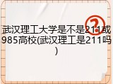 武汉理工大学是不是211或985高校(武汉理工是211吗)