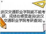武汉交通职业学院能不能考研，成绩在哪里查询(武汉交通职业学院考研查询)