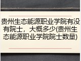 贵州生态能源职业学院有没有院士，大概多少(贵州生态能源职业学院院士数量)
