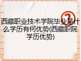 西藏职业技术学院毕业是什么学历有何优势(西藏职院学历优势)