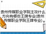 贵州传媒职业学院主攻什么方向有哪些王牌专业(贵州传媒职业学院王牌专业)