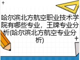哈尔滨北方航空职业技术学院有哪些专业，王牌专业分析(哈尔滨北方航空专业分析)