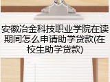 安徽冶金科技职业学院在读期间怎么申请助学贷款(在校生助学贷款)
