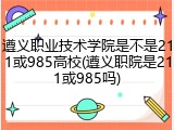 遵义职业技术学院是不是211或985高校(遵义职院是211或985吗)