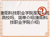 衡阳科技职业学院是双一流高校吗，简单介绍(衡阳科技职业学院介绍)