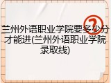 兰州外语职业学院要多少分才能进(兰州外语职业学院录取线)