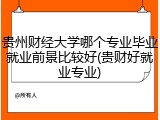 贵州财经大学哪个专业毕业就业前景比较好(贵财好就业专业)