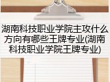 湖南科技职业学院主攻什么方向有哪些王牌专业(湖南科技职业学院王牌专业)