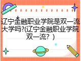 辽宁金融职业学院是双一流大学吗?(辽宁金融职业学院双一流？)