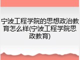 宁波工程学院的思想政治教育怎么样(宁波工程学院思政教育)