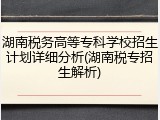 湖南税务高等专科学校招生计划详细分析(湖南税专招生解析)